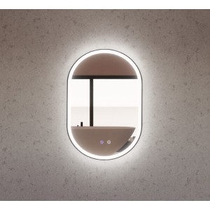 Oval 01 Led Mirror With Matte Black Framed 600 * 900